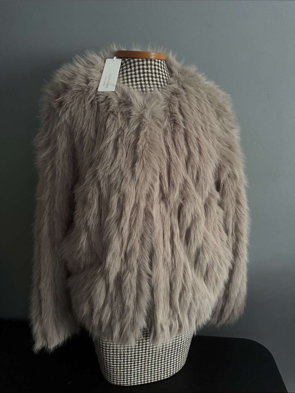 Gentle Fawn Taupe Plush Faux Fur Jacket